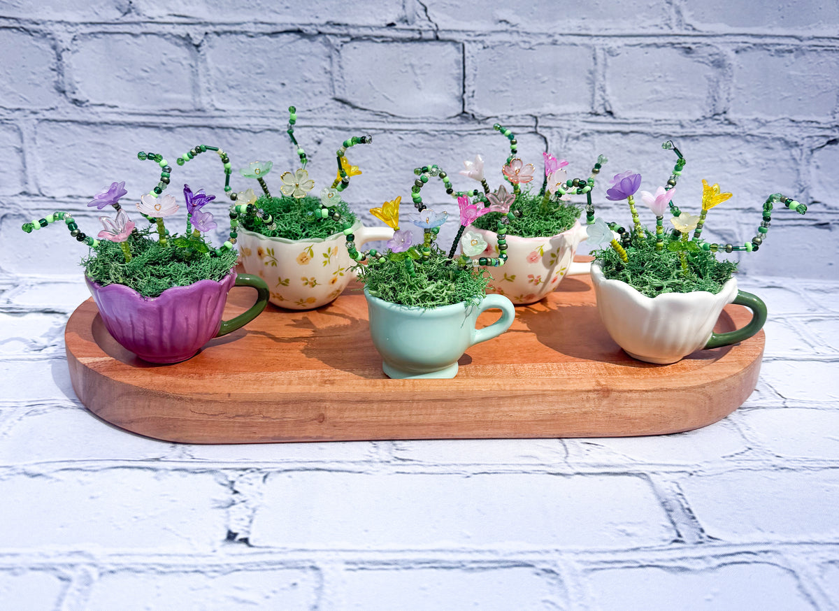 Mini Beaded Flower Arrangement | Teacups